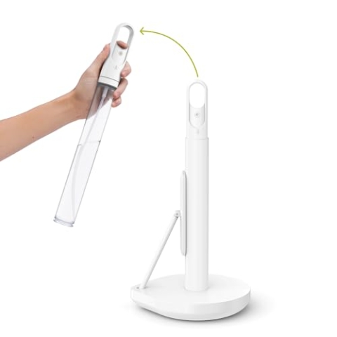 simplehuman Stehender Papierhandtuchhalter mit Sprühpumpe, weißer Edelstahl