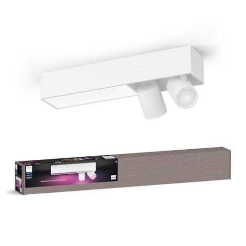 Philips Hue White & Color Ambiance Centris 2er Spot, dimmbar, 16 Mio. Farben, steuerbar via App, kompatibel mit Amazon Alexa, weiß, neue Generation