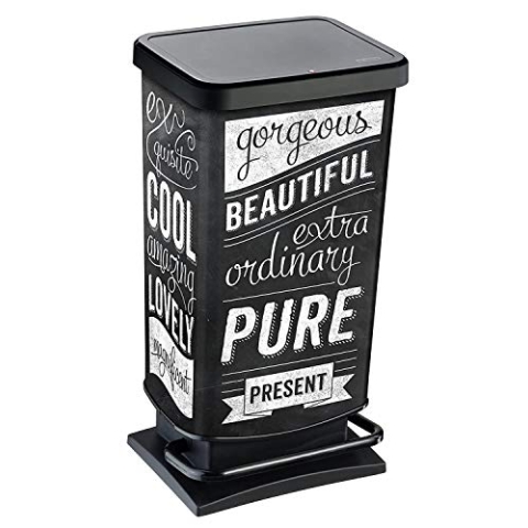 Rotho Paso Mülleimer 40l mit Pedal und Deckel, Kunststoff (PP) BPA-frei, hipster, 40l (35.3 x 29.5 x 67.6 cm)