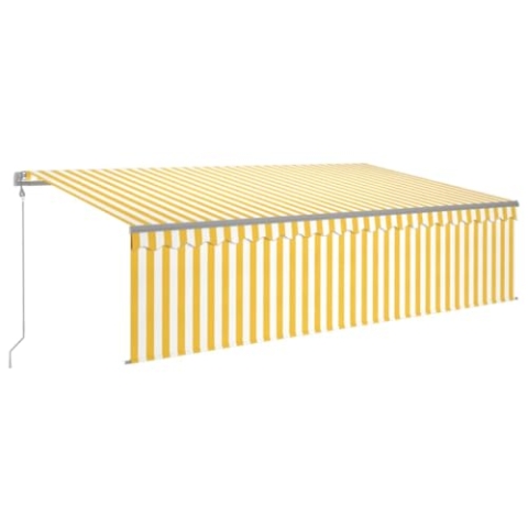 vidaXL Gelenkarmmarkise Automatisch mit Jalousie Markise Sonnenmarkise Balkonmarkise Sonnenschutz Sichtschutz Terrasse Balkon Garten 5x3m Gelb Weiß