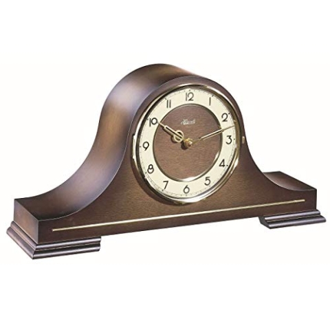 Hermle 21092-032114 Große Tischuhr mit Glaslünette, Quarz, Holz, 21,5cm x 43cm x 11cm
