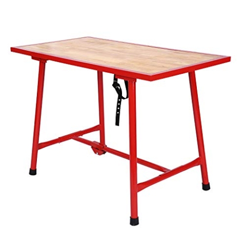 Wiltec Werkbank 120 x 62,5 x 83 cm klappbar, Werktisch faltbar, klappbarer Arbeitstisch bis 300 kg belastbar, Werkstatteinrichtung aus Stahl und Holz