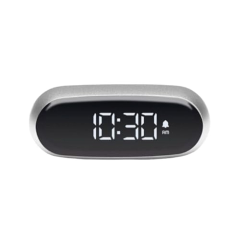 Lexon MINUT Kompakter Mini-Wecker mit VA-LCD-Display, Pure Black, Touch-Steuerung, Snooze-Funktion und Hintergrundbeleuchtung, wiederaufladbarer Akku, Aluminium-Finish – Aluminium