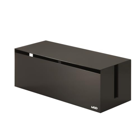 Yamazaki 2708 WEB Kabelbox, dunkelbraun, PC-ABS Harz, Minimalistisches Design, 40 x 15,5 x 14,5 cm (LxBxH)