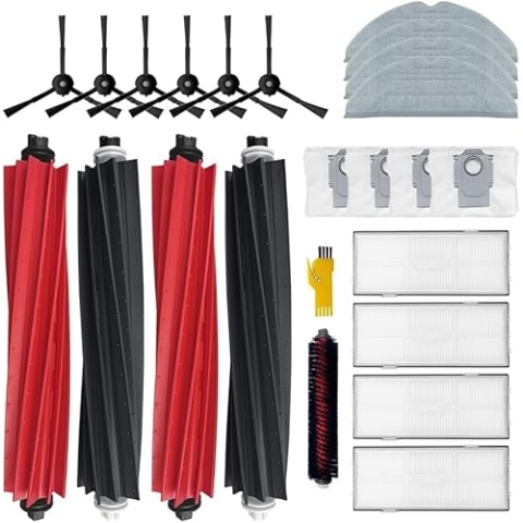 INF Ersatzteile Zubehör für Roborock S8/S8+/S8 Pro Ultra, 5X Hauptbürste, 4X HEPA-Filter, 4X Staubsaugerbeutel, 4X Wischtücher, 6X Seitenbürste, 1x Reinigungsbürste