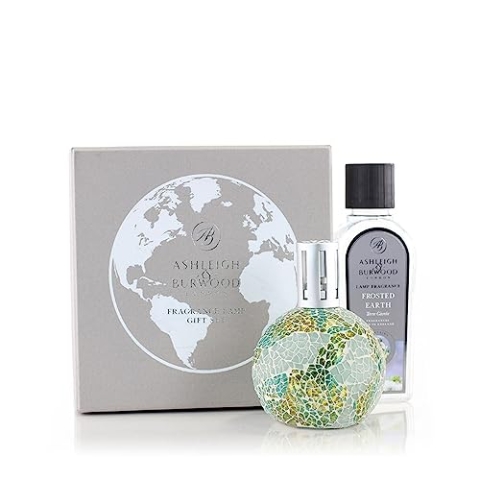 ASHLEIGH & BURWOOD Cooles Aqua-Geschenkset, handgefertigte Aura-Lampe und Duft "Frosted Earth", 250 ml