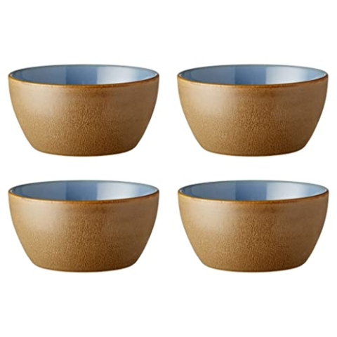 BITZ Schale, Müslischale/Snackschale/Frühstückschale aus Steinzeug, Durchm. 12 cm, 4er-Set, Wood/Ocean