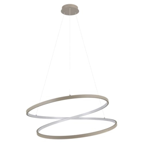 EGLO LED Hängelampe Ruotale, Pendelleuchte über Esstisch, Esszimmerlampe geschwungen, Hängeleuchte Ringe aus Metall in Sand, warmweiß, Ø 70 cm