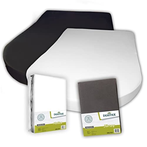 Dexitex - Queensbett Bettset 2er Set 1 Molton, 1 Spannbettlaken Antrazit (130-160cm x 210cm) Für Wohnmobil oder Wohnwagen-Oeko-TEX - 100% Baumwolle