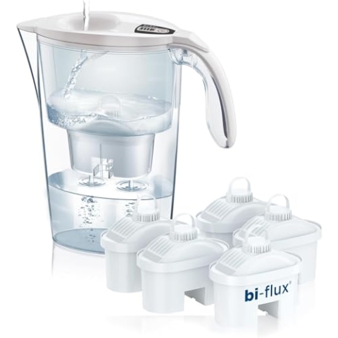 LAICA J996 Stream Line Wasserfilterkaraffe in unterschiedlichen Farben, mit 7 Bi-Flux-Filtern, 2,3 L gesamt mit 1,2 L gefiltertem Wasser