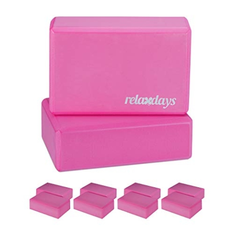 10 x Yogablock, Yoga-Klötze für Yoga-Übungen, Hartschaum, rutschfest, Yoga-Würfel, HxBxT: 8 x 23 x 15 cm, Pink
