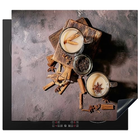 MuchoWow Herdabdeckplatte Ceranfeld Spritzschutz Küche Induktionsherd Abdeckung Induktionskochfeld Ceranfeldabdeckung Bedruckt Motiv Kaffee 60x52