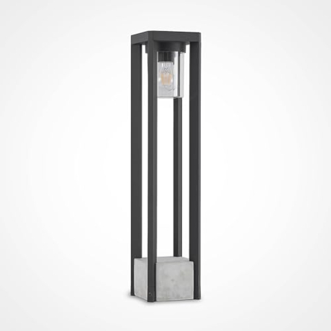 Lucande Außenleuchte Kalisa (spritzwassergeschützt (Modern) in Alu aus Aluminium (1 flammig, E27) - Wegeleuchte Pollerleuchte Wegelampe Sockelleuchte