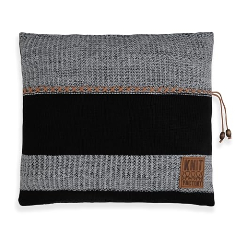 KNIT FACTORY - Roxx Dekokissen - Sofakissen - Kissenhülle mit Kissenfüllung - Kissen 50x50 - Schwarz/Grau