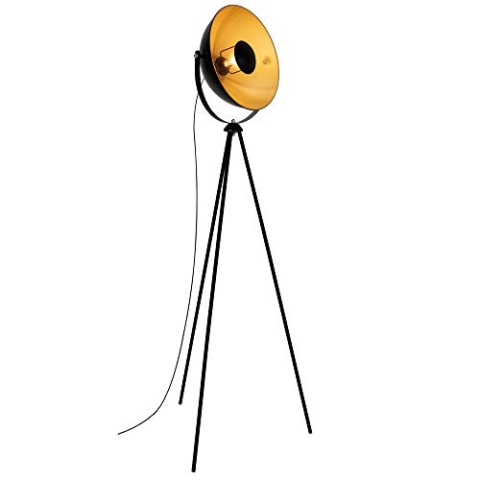 BRILONER - Stehlampe Retro mit Fußtaster, schwenkbar, E27 Fassung max. 60 Watt, Deko Wohnzimmer, Lampe, Leselampe, Wohnzimmerlampe, Deckenfluter, Stehleuchte Vintage, 58x34,5x148 cm, Schwarz-Gold