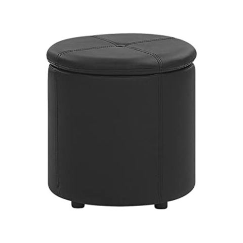 Beliani Eleganter Pouf aus Kunstleder in Schwarz mit praktischem Stauraum Maryland