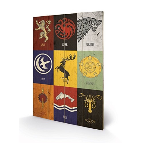 Pyramid International Game of Thrones (Sigils) Holzwand-Kunst, Holz, Mehrfarbig, 40 x 2.5 x 59 cm