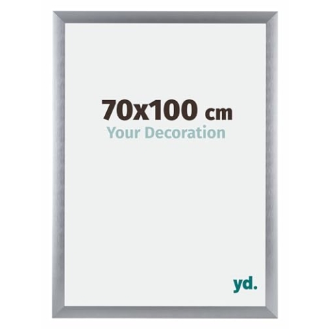 yd. Your Decoration - Bilderrahmen 70x100 cm - Silber Gebürstet - Bilderrahmen aus Aluminium mit Acrylglas - Antireflex - 70x100 Rahmen - Tucson