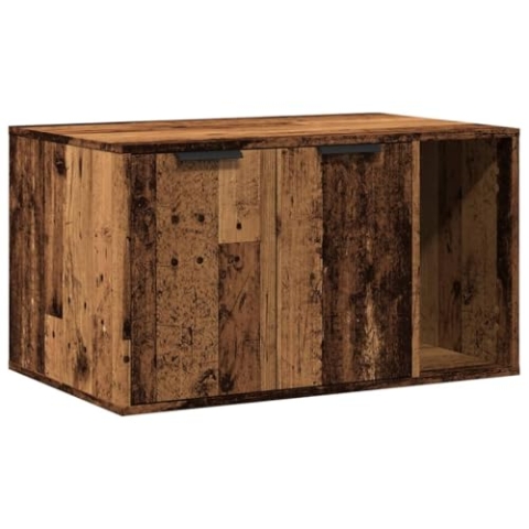 vidaXL Katzenklo Schrank, Katzenschrank Katzentoilette, Beistelltisch Katzenhaus, Katzenmöbel Verstecktes Design, Altholz-Optik Holzwerkstoff