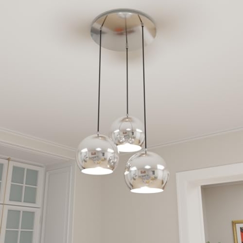 Hängelampe Innen aus Metall in Chrom 3xGU10 rund D45cm für Wohnzimmer Esszimmer Küche Tresen modern Pendellampe Pendelleuchte Hängeleuchte