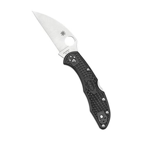 Spyderco Unisex-Erwachsene, Klingenlänge: 7.29 cm, Lockback Delica 4 Black FRN Plain Wharncliffe Klappmesser, schwarz
