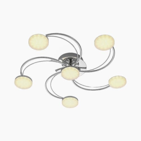Lindby LED Deckenleuchte Rouven (Modern) in Chrom aus Metall (6 flammig,) - Lampe Deckenlampe Wohnzimmerleuchte