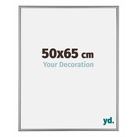 yd. Your Decoration - Bilderrahmen 50x65 cm - Platin - Bilderrahmen aus Aluminium mit Acrylglas - Antireflex - 50x65 Rahmen - Kent