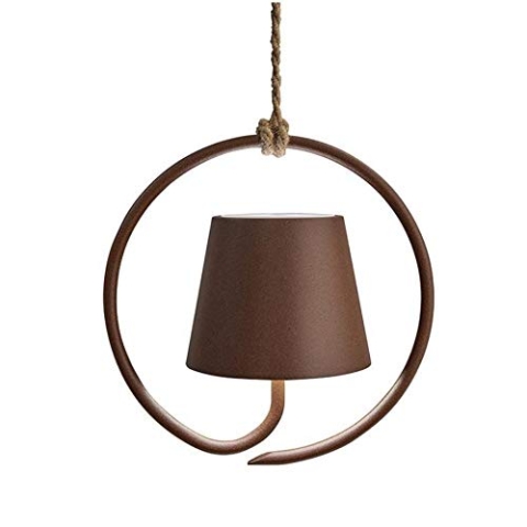 Zafferano Poldina-Wiederaufladbare LED, Hängeleuchte mit Aluminiumgehäuse, IP54, Geeignet für den Außen-und Innenbereich, Dimmbar, EU-STECKER-Corten, 2.2 W, Braun