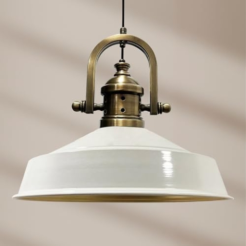 bamyum Asletl-Marine Hängelampe Industrial Vintage Ø41 cm, Küchenlampe Hängend Vintage, Pendelleuchte Esstisch Vintage, Hängelampe Esstisch, Wohnzimmerlampe, Pendelleuchte Weiß Metall, Küchenlampe