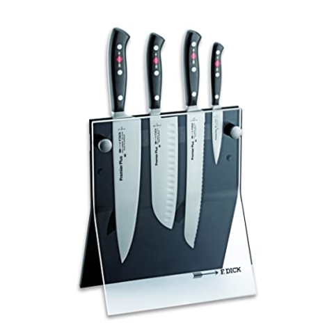 F. DICK Messerblock mit Messer, Premier Plus (Santoku, Kochmesser, Brotmesser, Officemesser, X50CrMoV15 Stahl, 56° HRC) 88040110