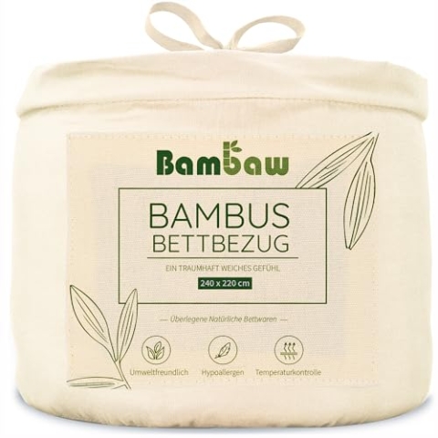 Elfenbein Bettdecke Bezug | King Size Bettwäsche 220x240 cm | Bambus Stoff | Allergie Bettwäsche | Bettdecke Kühlend | Bettbezug Sommer und Winter | Bambaw