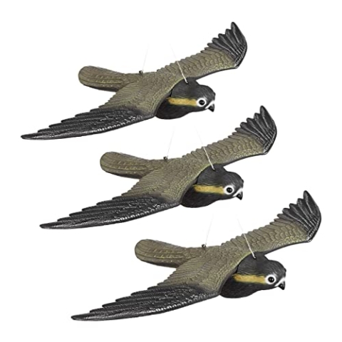 Relaxdays 8er Set Vogelschreck Falke, Fliegender Greifvogel als Vogelscheuche, Raubvogel Attrappe, Vogel lebensgroß, Mehrfarbig