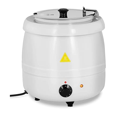 Royal Catering RCST-9403 Suppentopf 10 L Stahl weiß beschichtet Edelstahl 400 W Suppentopf elektrisch Suppenkessel