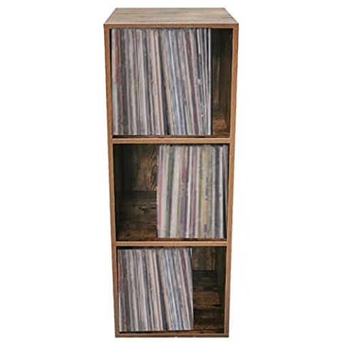 VDD Lp Schallplatten Aufbewahrungsschrank - Aufbewahrung von Lp Schallplatten - 3 Fächer - Muttern
