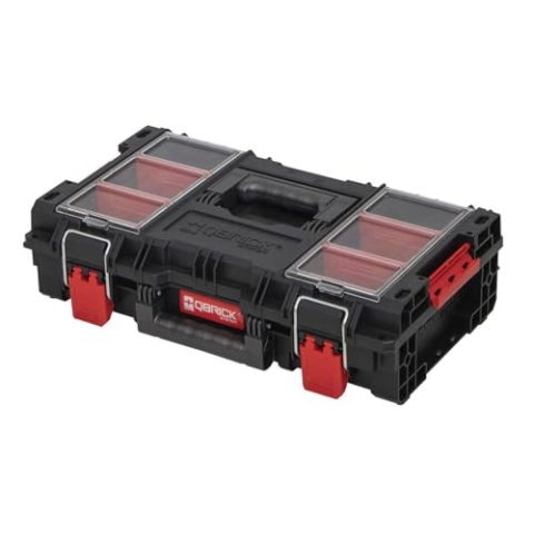 QBRICK - Werkzeugkoffer Leer - Sortierkasten - Deckel mit 2 Organizern - Bequemes Schließen mit Einer Hand - Herausnehmbare Behälter mit Trennwänden - System Prime Toolbox 150 Profi