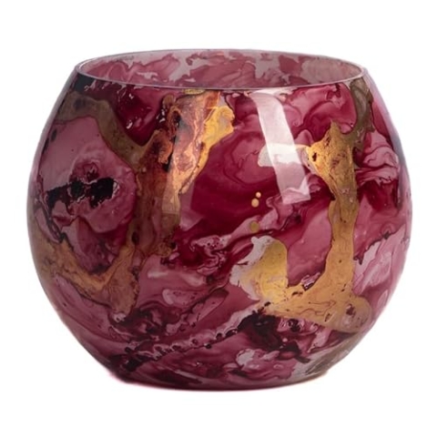 Goodwill Teelichthalter Glas Rot-Rosa-Gold D 11 cm Sonderangebot pro 2 Stück