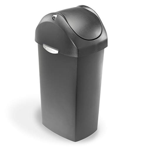 simplehuman CW1335 60 Liter, Schwingdeckel Abfalleimer, grauer Kunststoff, 5 Jahre Garantie