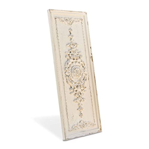 Loberon Deko-Paneel Corsy, romantische & detailreiche Ornamente, handgearbeiteter Shabby-Chic, Wanddekoration, Fiberglas, antikweiß