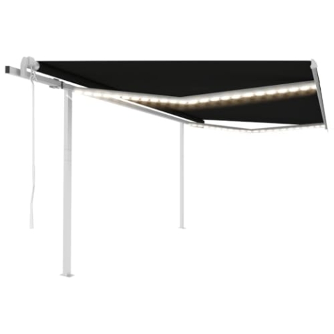 vidaXL Markise Automatisch mit LED Windsensor Gelenkarmmarkise Sonnenmarkise Balkonmarkise Sonnenschutz Sichtschutz Terrasse Garten 4,5x3m Anthrazit