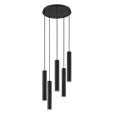 Lindby Pendelleuchte Sanad (Modern) in Schwarz aus Metall (5 flammig, GU10) - Deckenlampe Esstischlampe Hängelampe Hängeleuchte Wohnzimmerleuchte