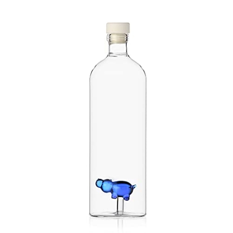Ichendorf Milano Flasche mit Nilpferd, Kollektion Animal Farm, Borosilikatglas