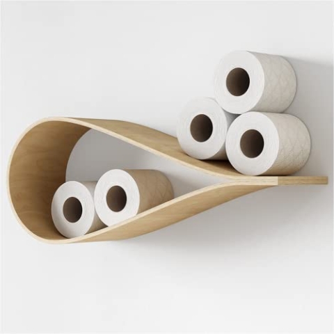 Wand Klopapier Stauraum in einzigartiger Holz Tropfenform, Leicht zu montierender Toilettenpapierhalter hängende Aufbewahrung mehrere Rollen, verbessert Organisation und Design in jedem Badezimmer