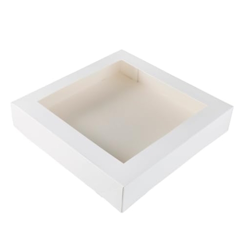 BrandNewCake® Tortenschachtel mit Fenster - 30x30x6 cm - Karton - 50 Stück - Weiß - Perfekt für Kuchen und Torten