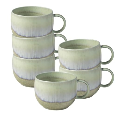Villeroy & Boch like. by Perlemor Alga Kaffeetassen 6er Set, 190 ml, Tassen mit Reaktivglasur, Premium Porzellan, Grün