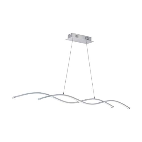 EGLO LED Pendellampe Lasana 2, 2 flammige Pendelleuchte, Hängeleuchte aus Alu, Stahl, Kunststoff, Farbe: Chrom, weiß, L: 120 cm