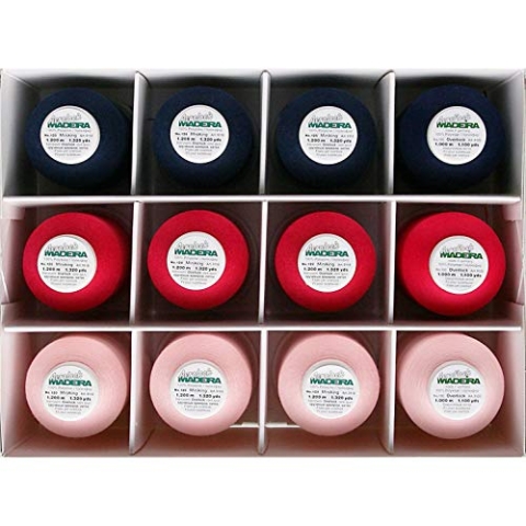 MADEIRA Nähgarn, Polyester, Navy & Pink, Aerflock 9120 & Aerolock 9118, 13800