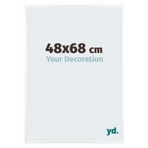 yd. Your Decoration - Bilderrahmen 48x68 cm - Weiß Hochglanz - Bilderrahmen aus Aluminium mit Acrylglas - Antireflex - 48x68 Rahmen - Kent