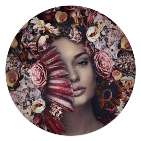 REINDERS Glasbild, Flügel, Wohnzimmer, Poster, Wanddeko, Glasbilder, Glas, Rosa, Ø 50cm