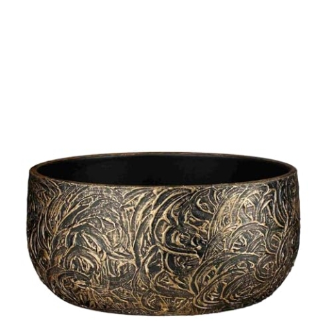 MICA Decorations Blumentopf Arthur - 37x37x15 cm - Terrakotta - Gold