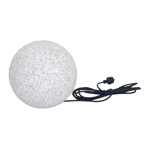 Trango 1er Set 500G IP65 Gartenkugel 50cm ? in Granitstein-Optik *NATURE* inkl. ca. 5 Meter IP44 Kabel mit 1x E27 Fassung, Kugelleuchte, Gartenleuchte, Leuchtkugel, Außenleuchte ohne Leuchtmittel